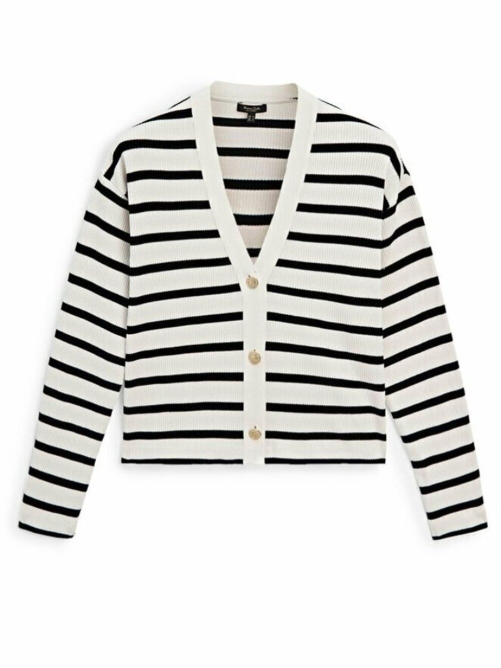 Massimo Dutti V Neck Striped Ribbed Cardigan